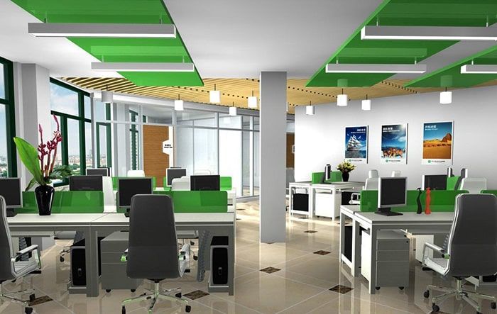 Văn phòng màu xanh mang lại cảm giác dễ chịu, kích thích sự sáng tạo