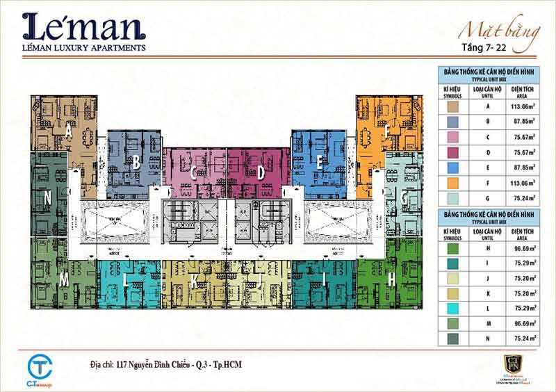 Mặt bằng tầng điền hình dự án Leman Luxury