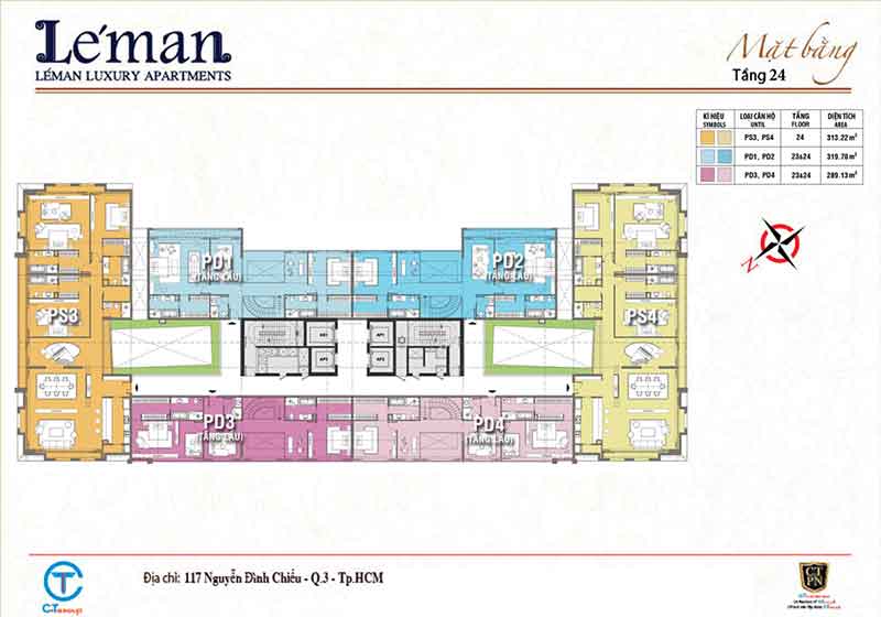 Mặt bằng tầng điền hình chung cư Leman Luxury
