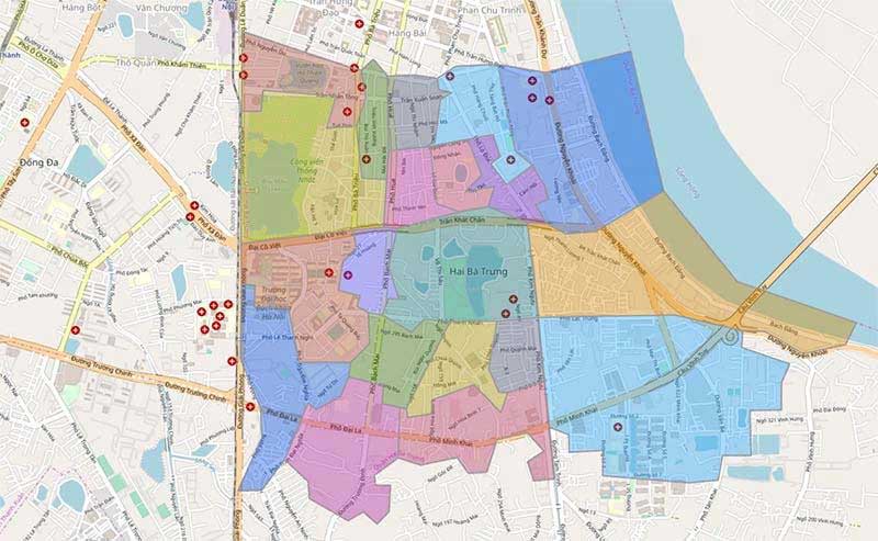 bản đồ hành chính quận Hai Bà Trưng - TP Hà Nội