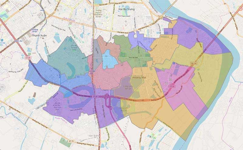 bản đồ hành chính quận Hoàng Mai - TP Hà Nội