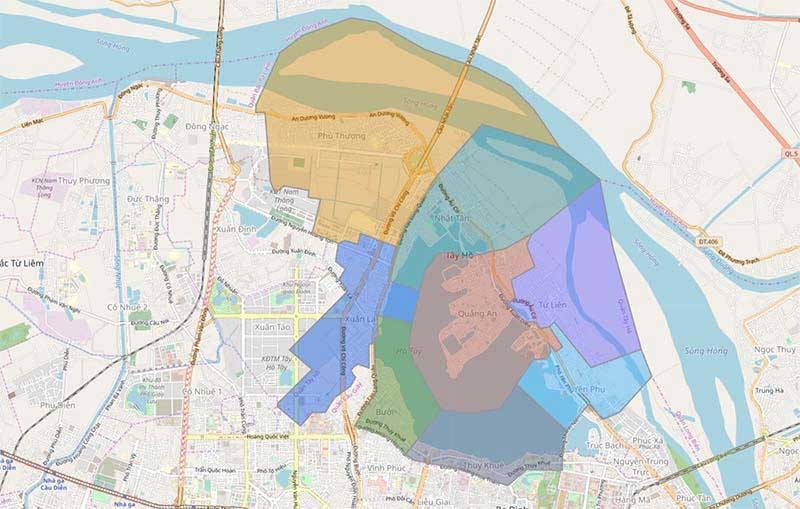 bản đồ hành chính quận Tây Hồ - TP Hà Nội