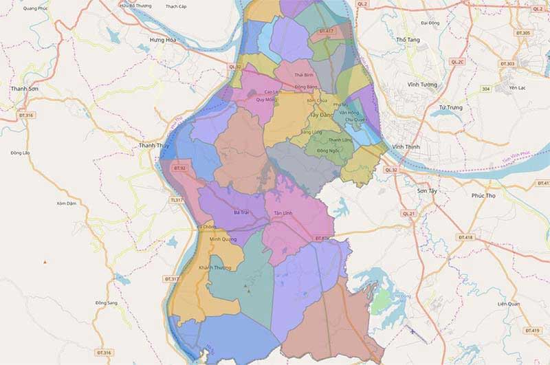 Bản đồ huyện Ba Vì