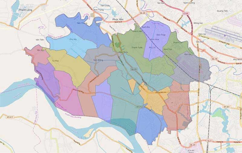 Bản đồ huyện Mê Linh