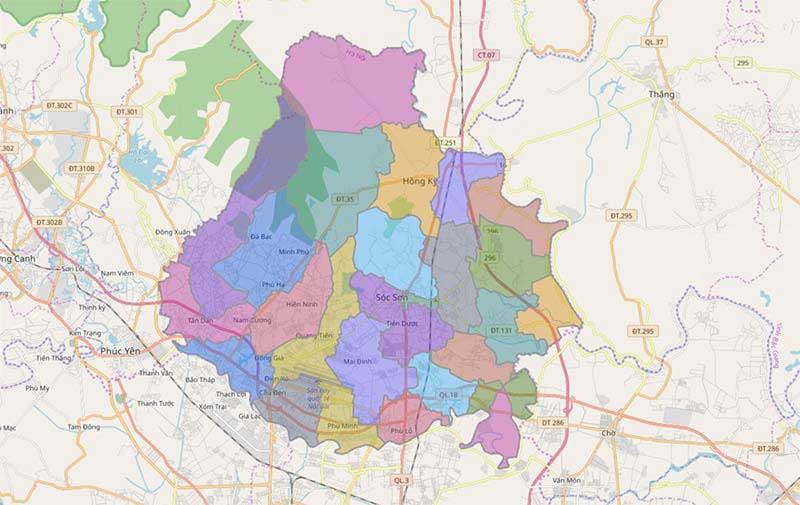 Bản đồ huyện sóc sơn