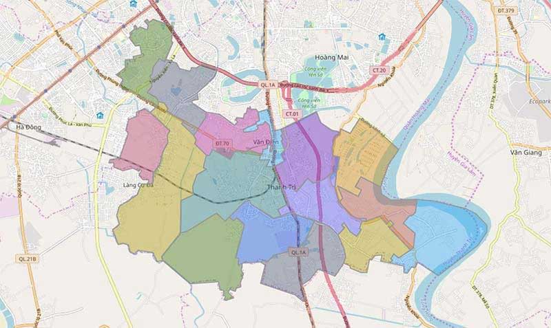 Bản đồ huyện Thanh Trì