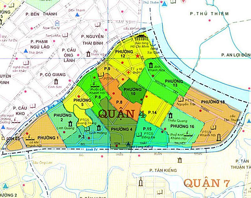Bản đồ khu vực quận 4 theo từng phường