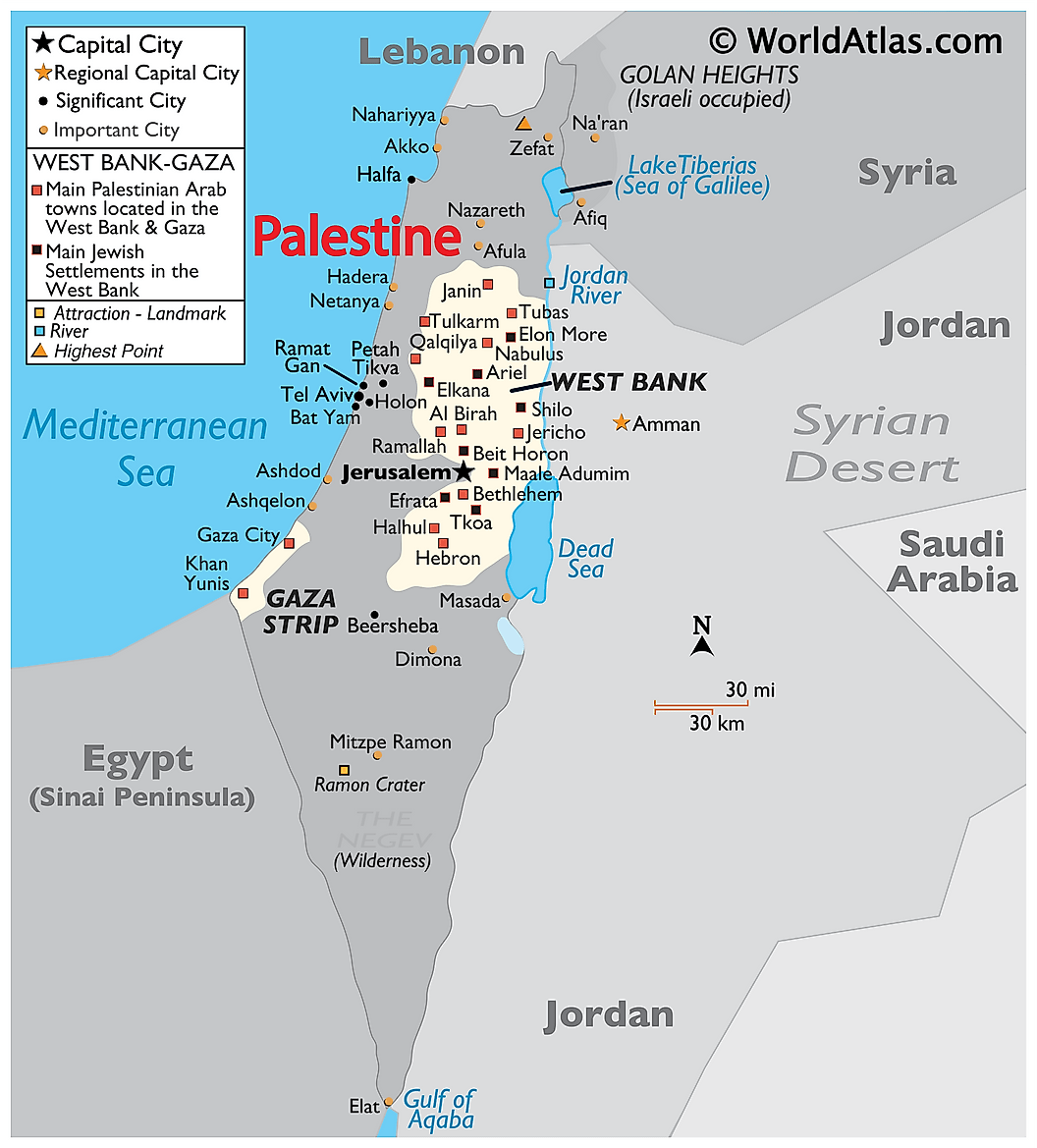[Update] Bản đồ hành chính đất nước Palestine (Palestine Map) phóng to năm 2022 16