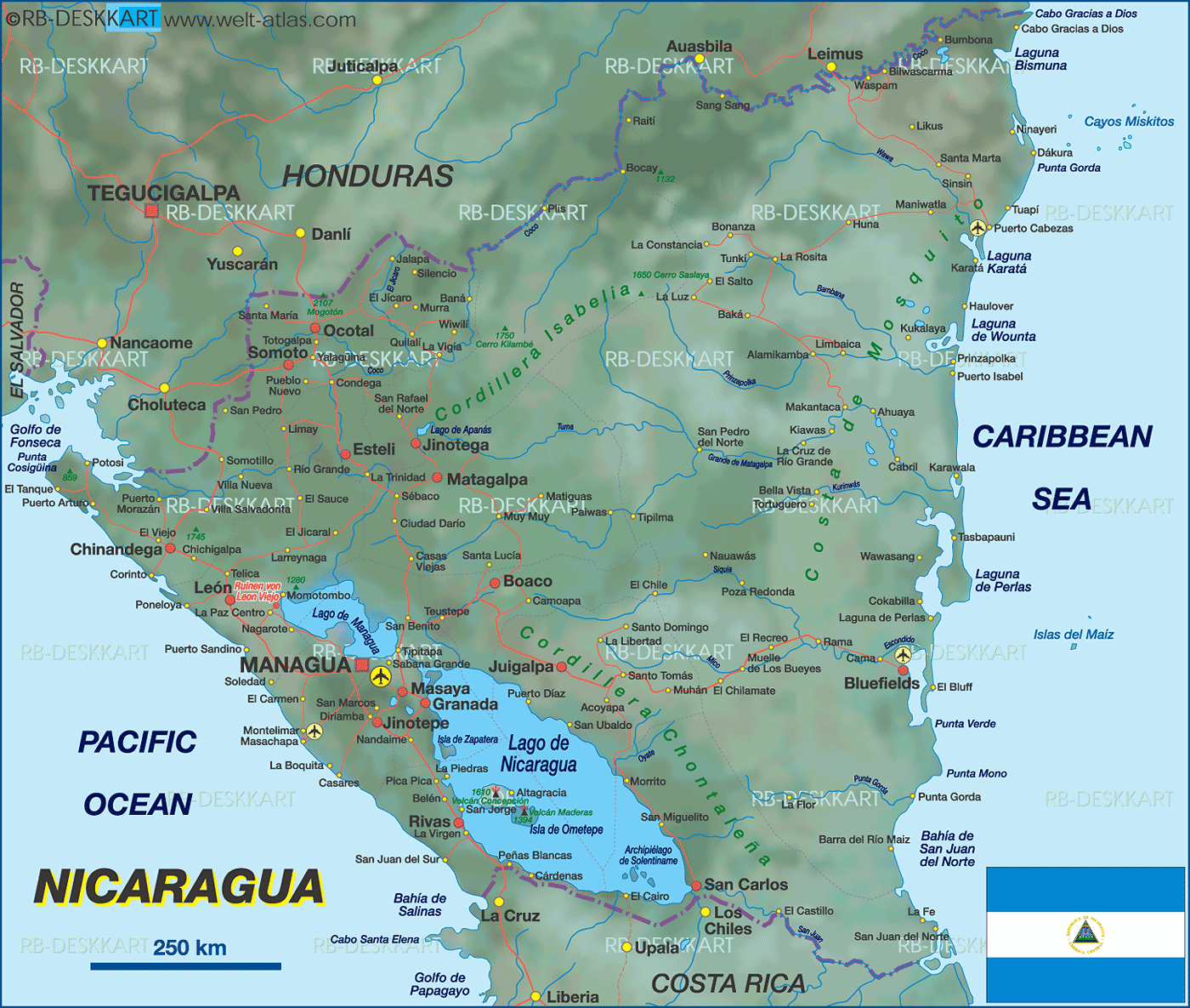 [Update] Bản đồ hành chính đất nước Nicaragua (Nicaragua Map) phóng to 19