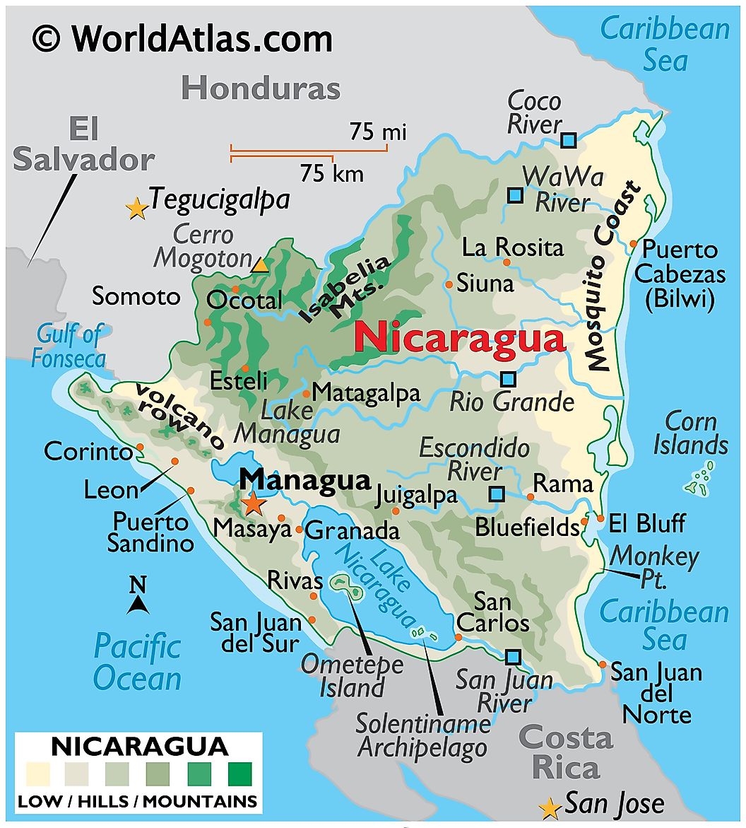 [Update] Bản đồ hành chính đất nước Nicaragua (Nicaragua Map) phóng to 15