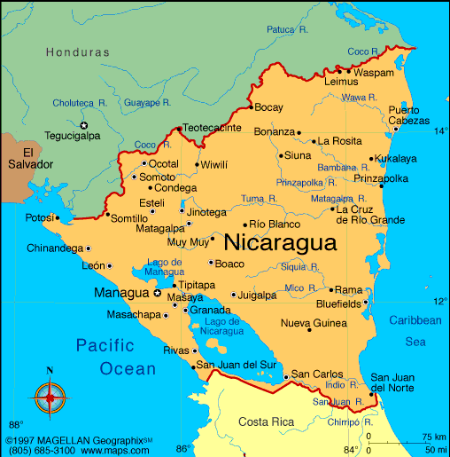 [Update] Bản đồ hành chính đất nước Nicaragua (Nicaragua Map) phóng to 17