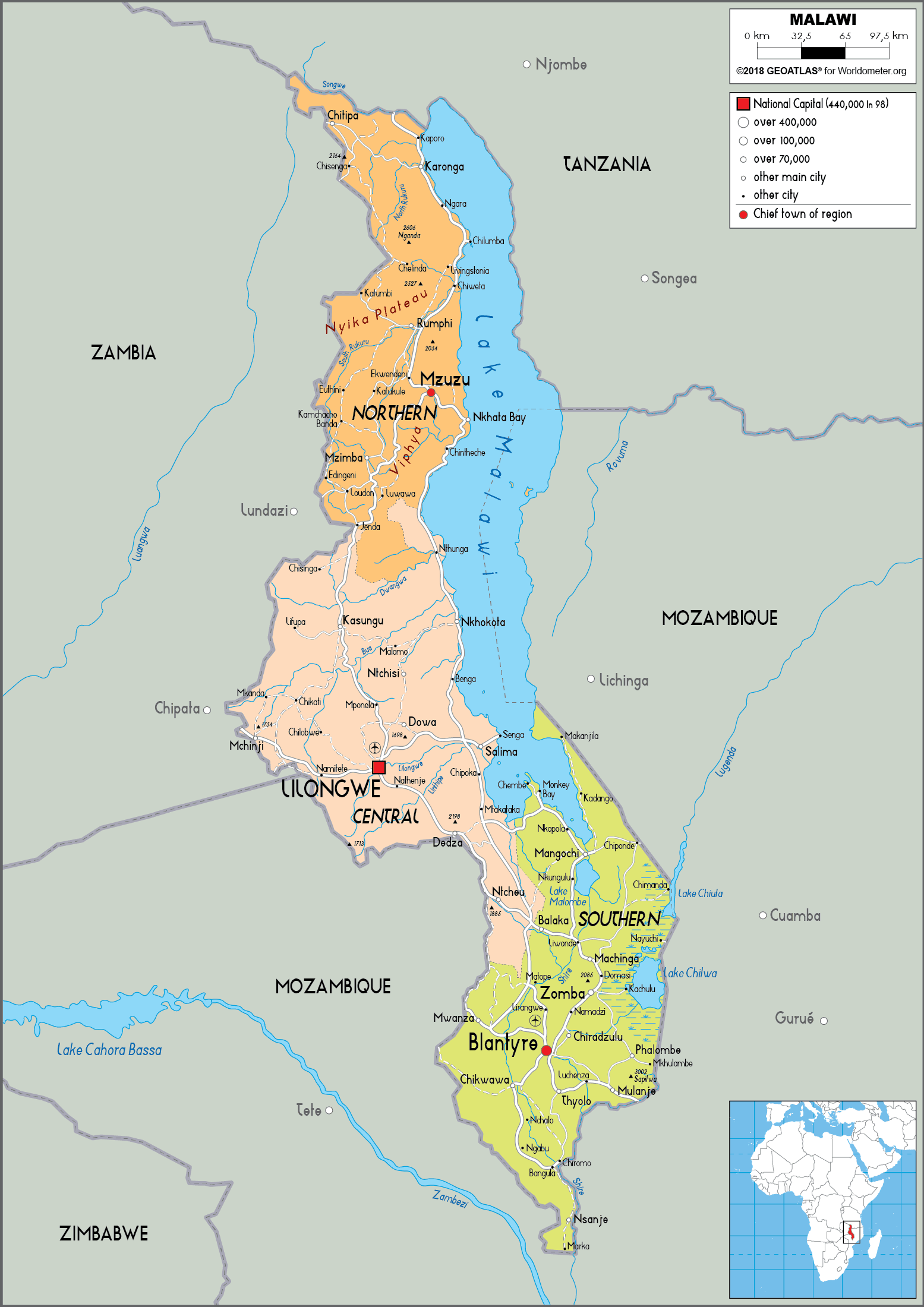 [Update] Bản đồ hành chính đất nước Malawi (Malawi Map) phóng to năm 2022 18