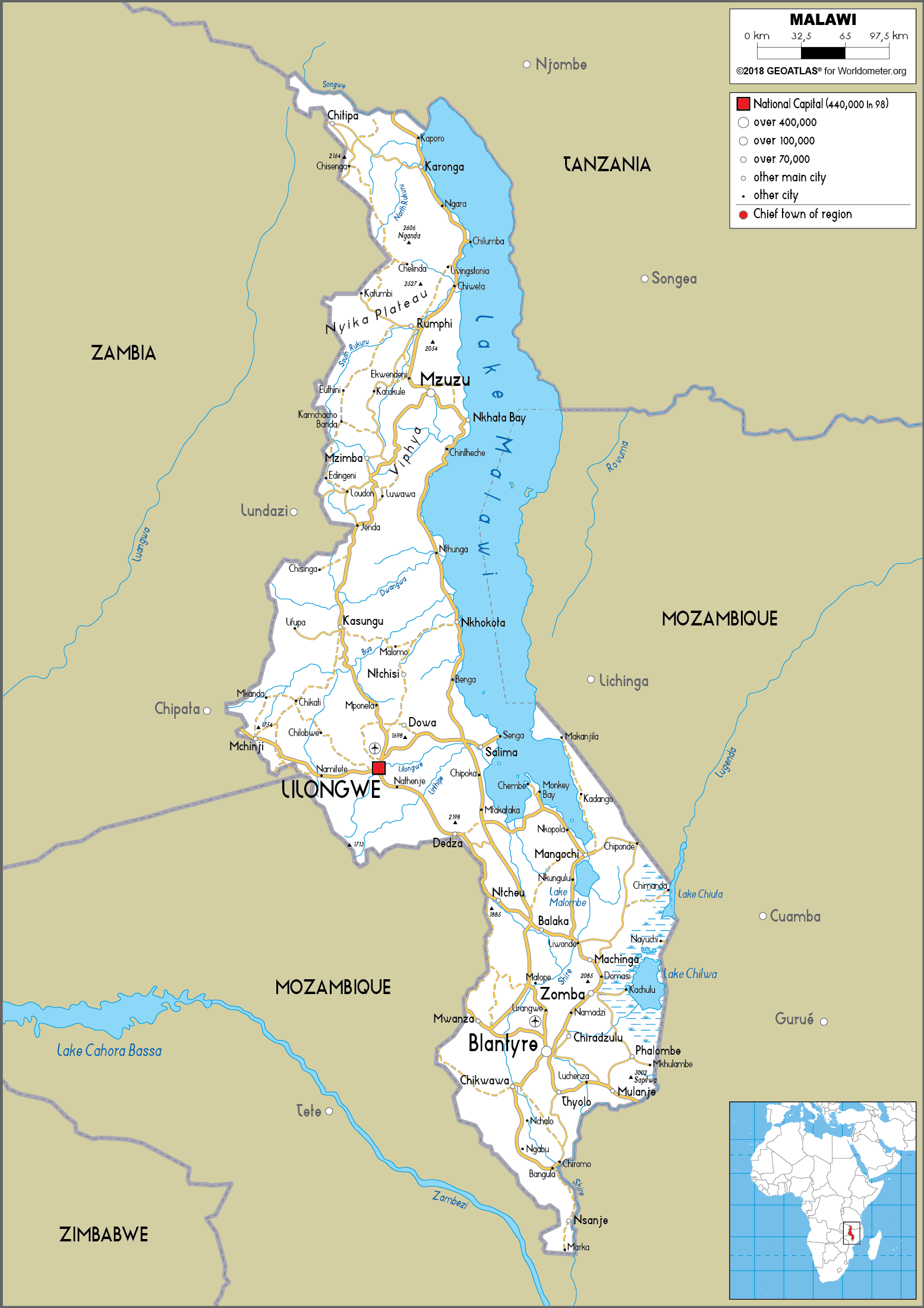 [Update] Bản đồ hành chính đất nước Malawi (Malawi Map) phóng to năm 2022 19