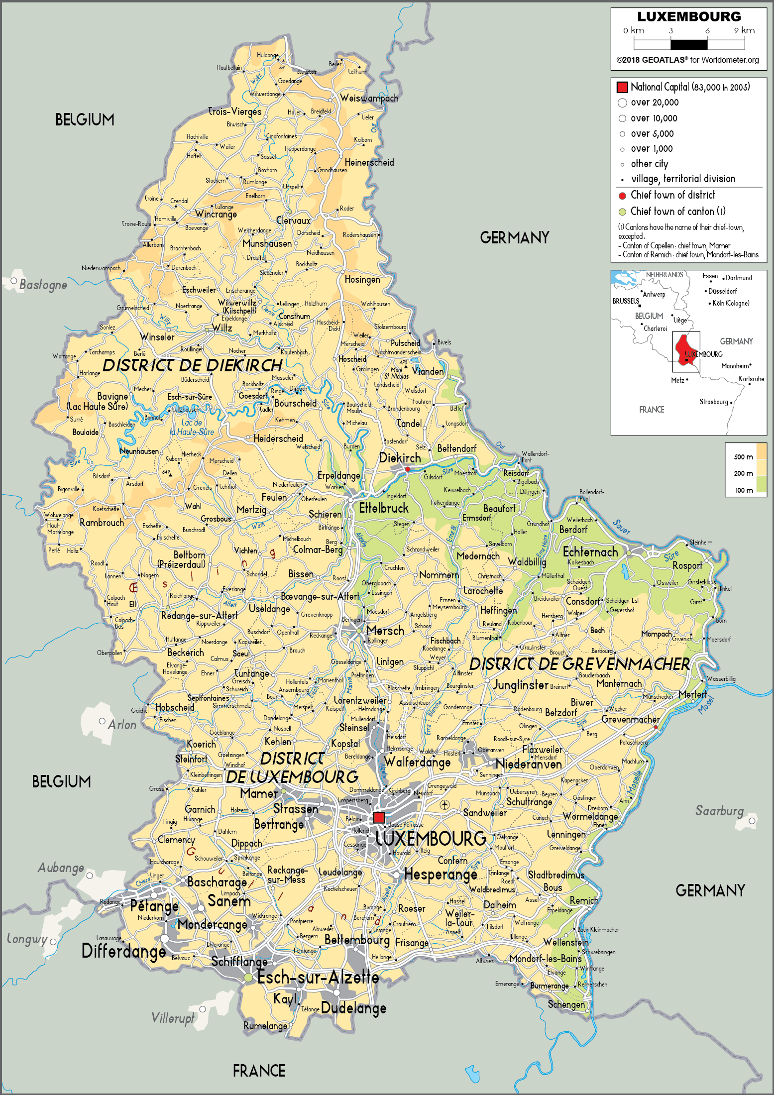 [Update] Bản đồ hành chính đất nước Luxembourg (Luxembourg Map) phóng to năm 2022 23