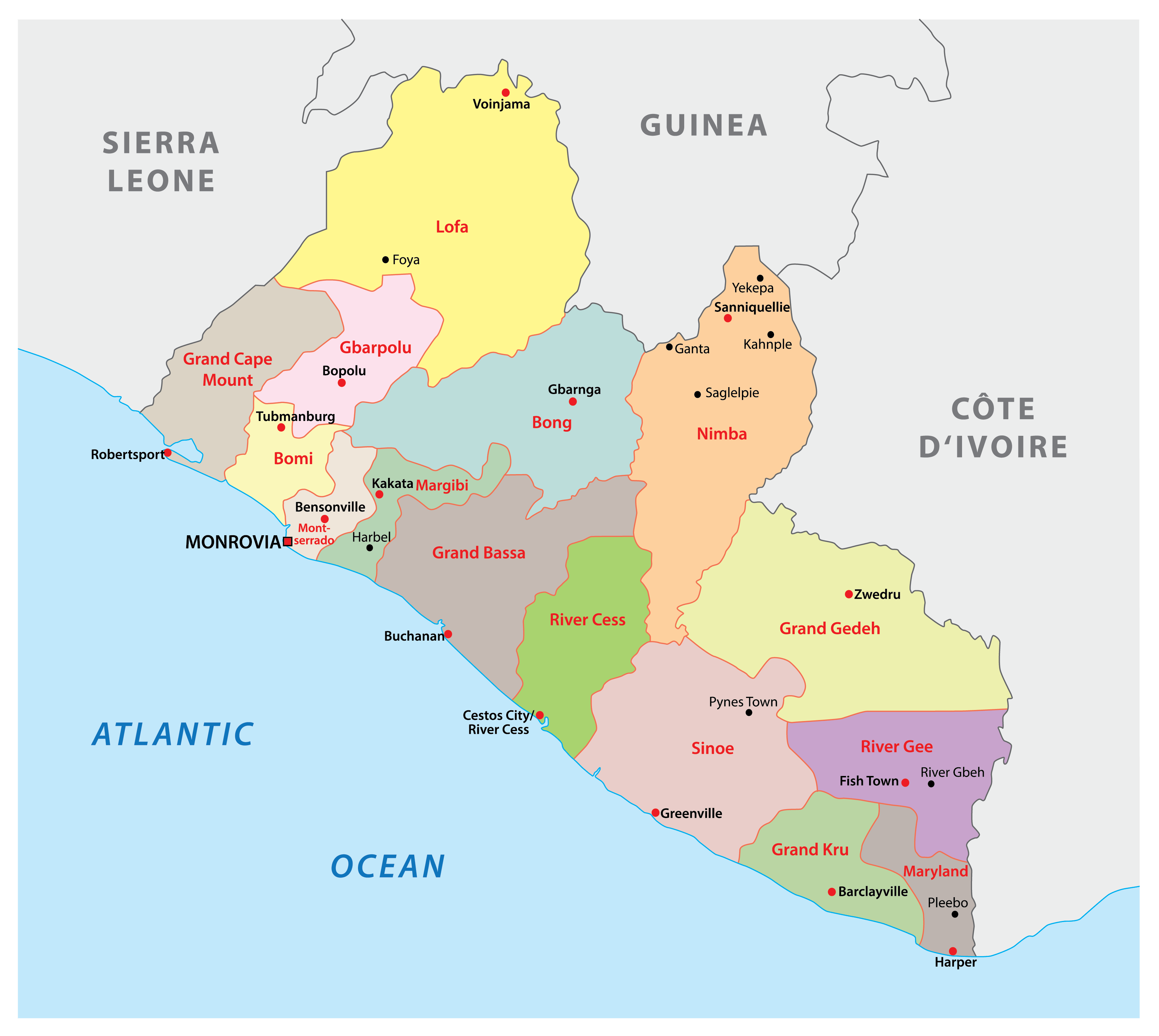 [Update] Bản đồ hành chính đất nước Liberia (Liberia Map) phóng to năm 2022 27