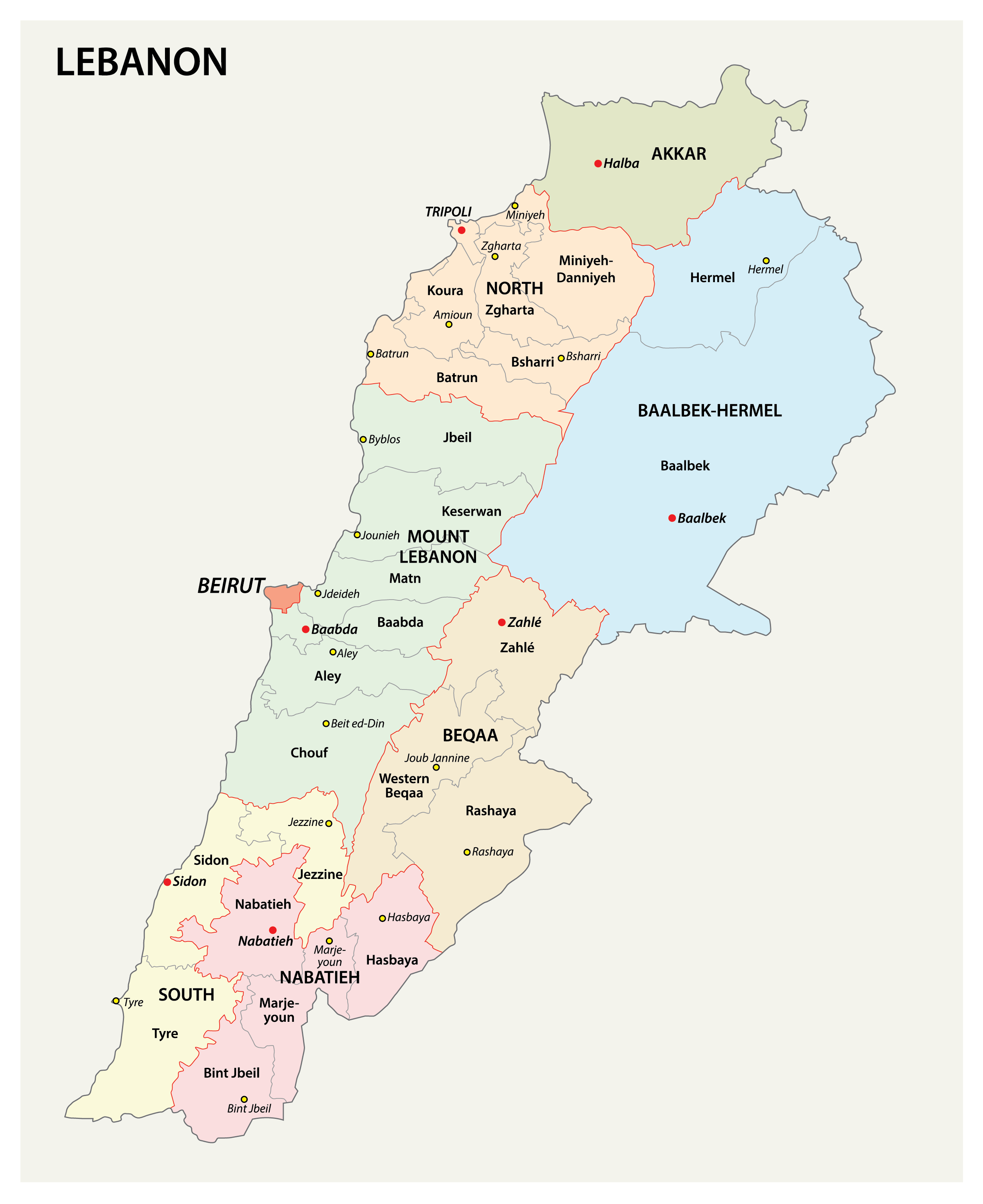 [Update] Bản đồ hành chính đất nước Liban (Liban Map) phóng to năm 2022 21