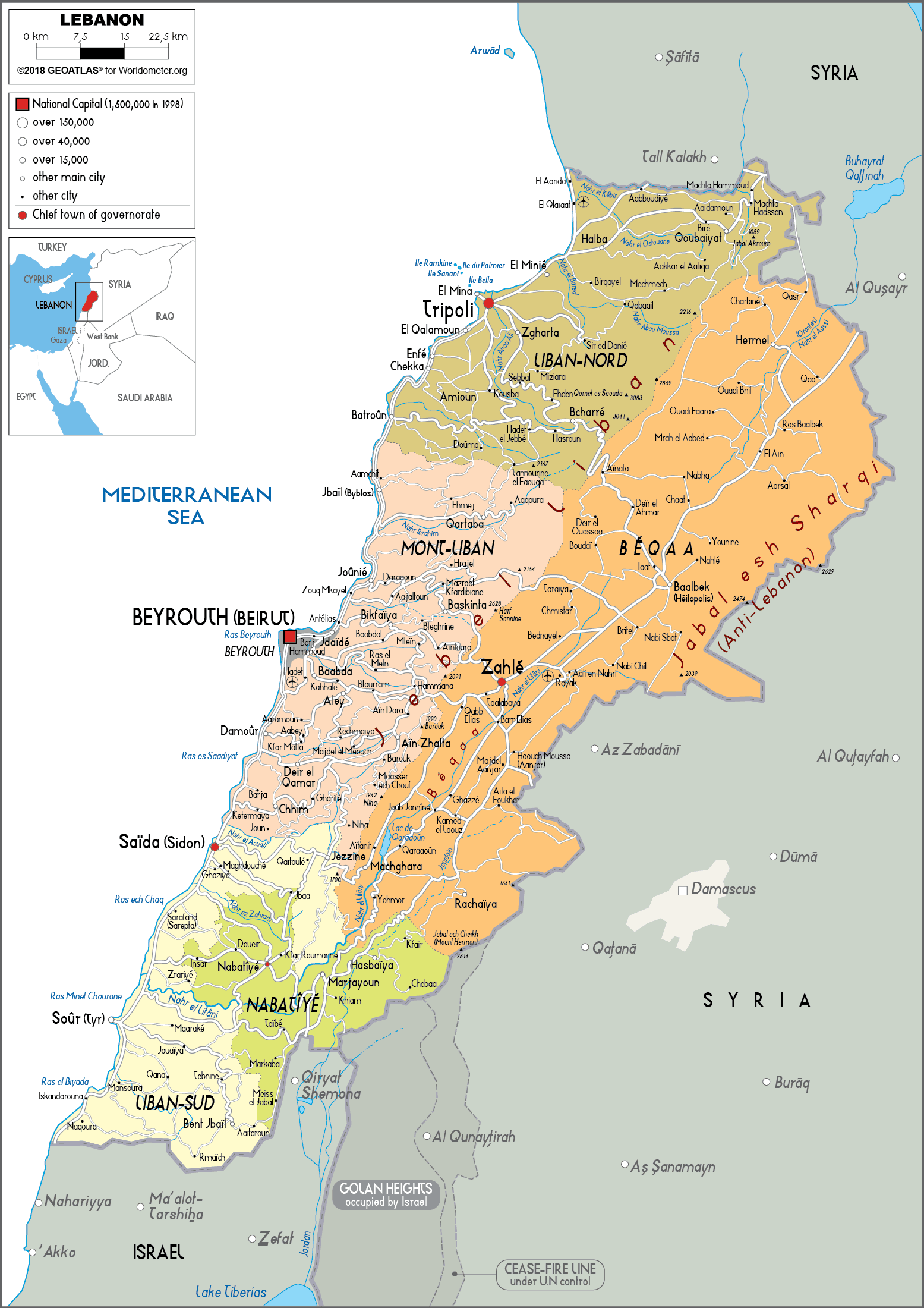 [Update] Bản đồ hành chính đất nước Liban (Liban Map) phóng to năm 2022 22