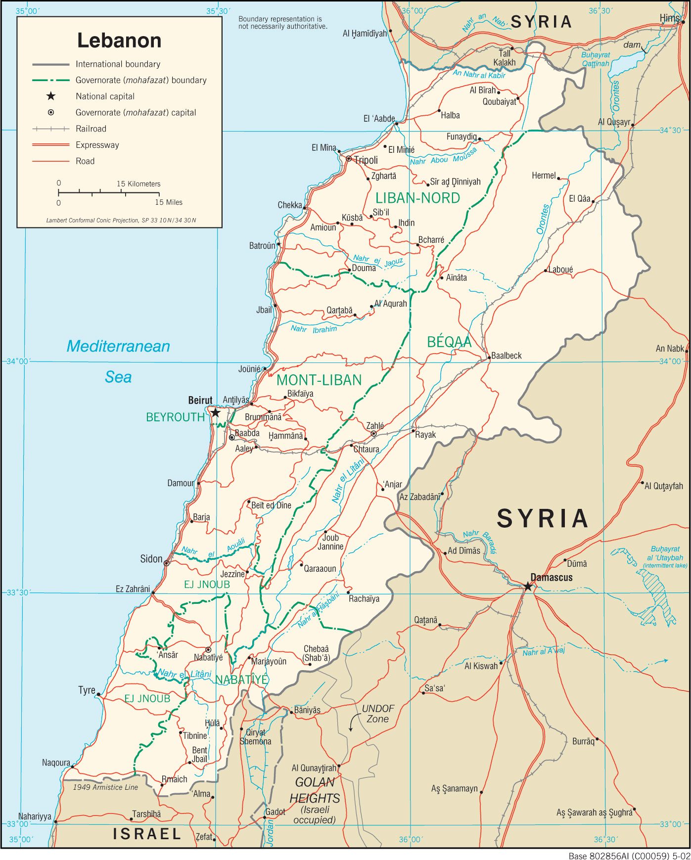 [Update] Bản đồ hành chính đất nước Liban (Liban Map) phóng to năm 2022 23