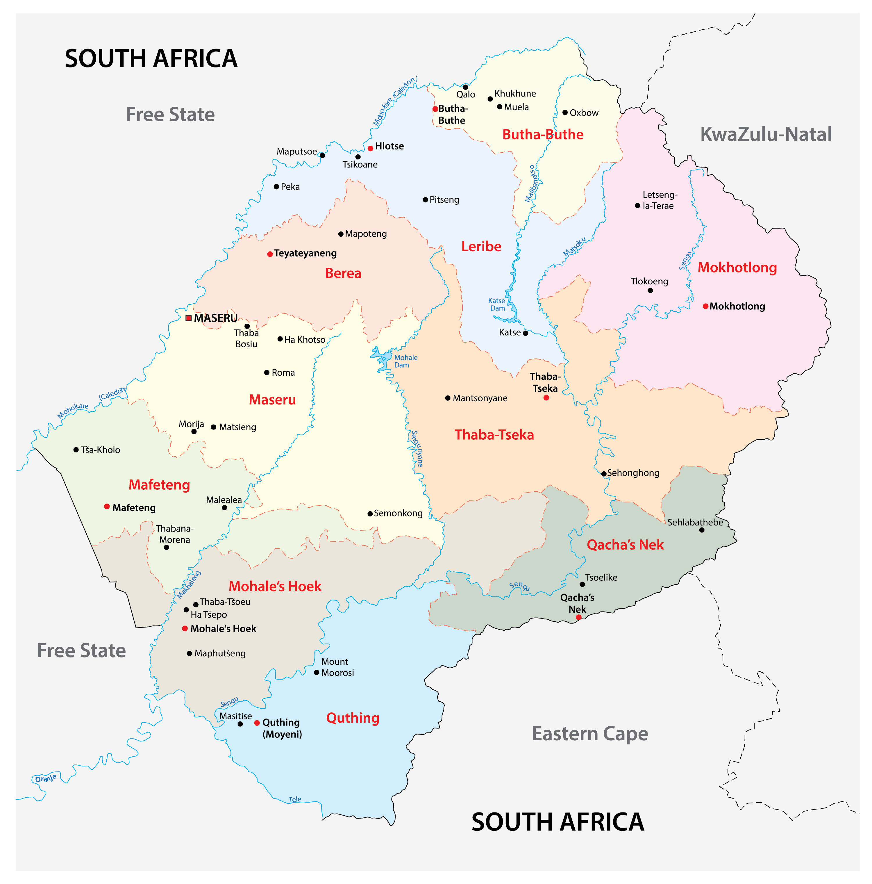 [Update] Bản đồ hành chính đất nước Lesotho (Lesotho Map) phóng to năm 2022 22