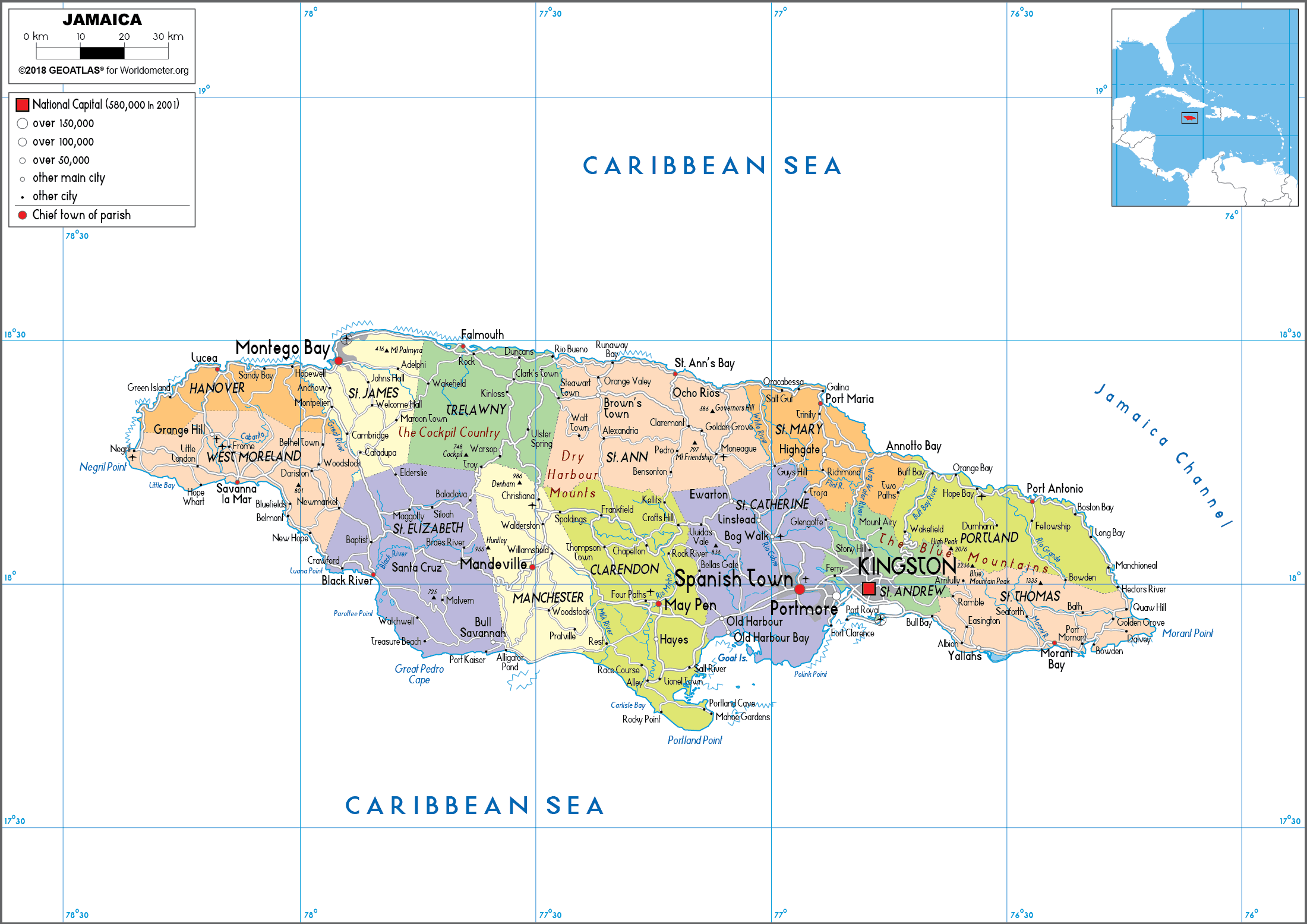 [Update] Bản đồ hành chính đất nước Jamaica (Jamaica Map) phóng to năm 2022 28