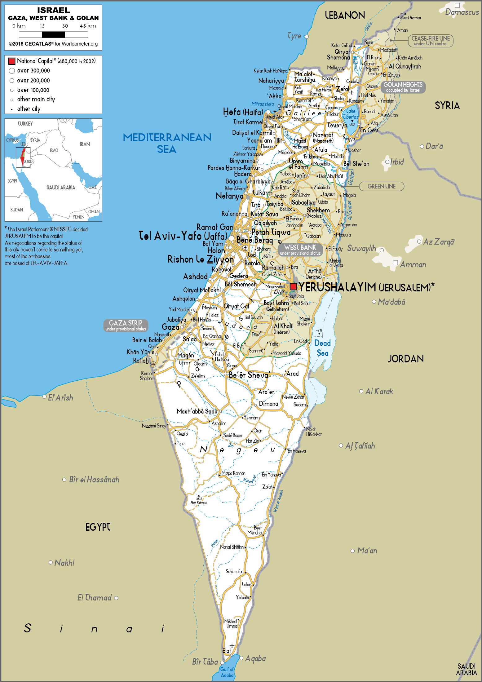 [Update] Bản đồ hành chính đất nước Israel (Israel Map) phóng to năm 2022 23
