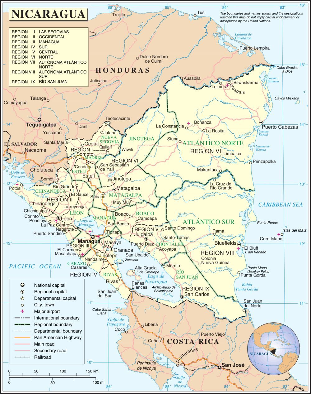 [Update] Bản đồ hành chính đất nước Nicaragua (Nicaragua Map) phóng to 25