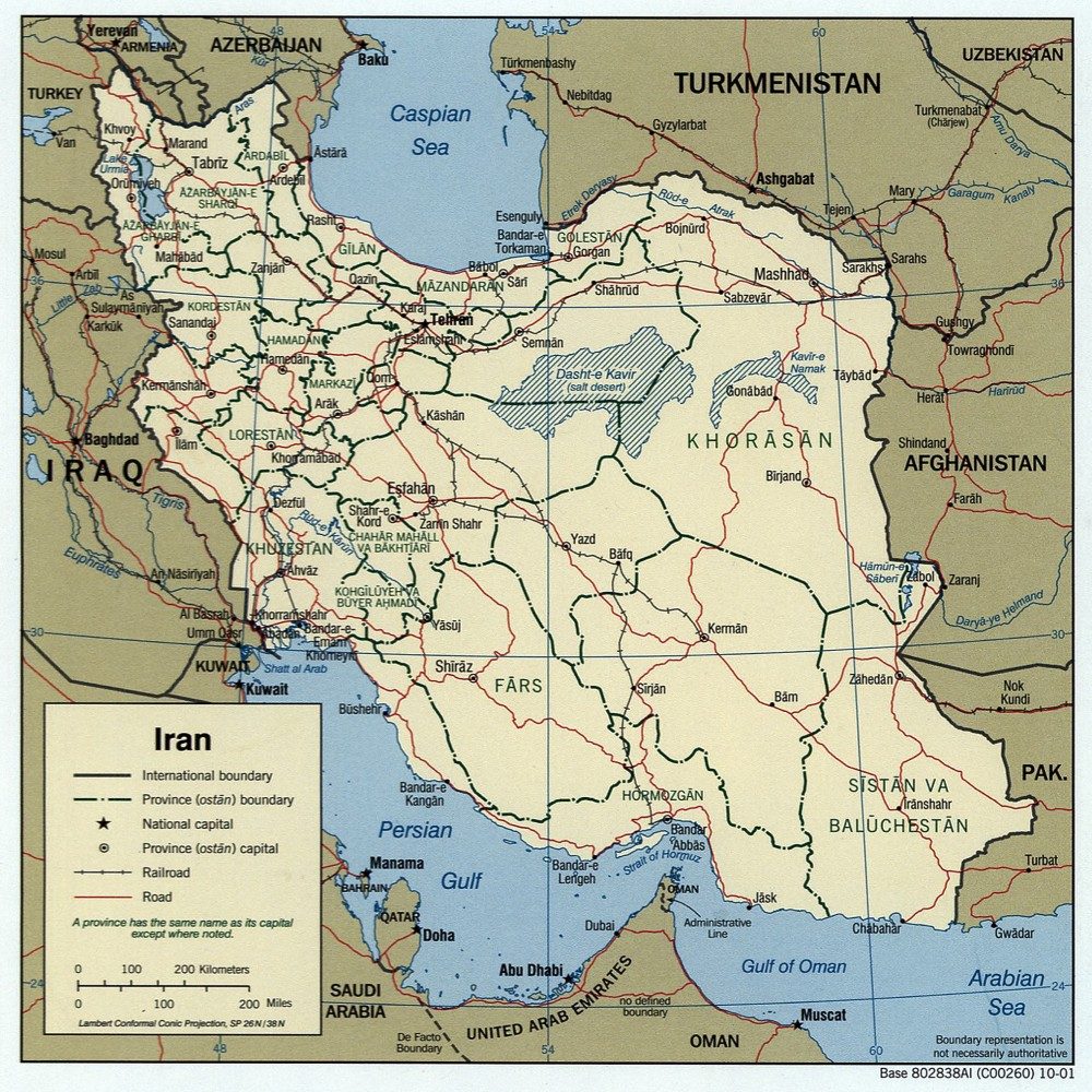 [Update] Bản đồ hành chính đất nước Iran (Iran Map) phóng to năm 2022 23
