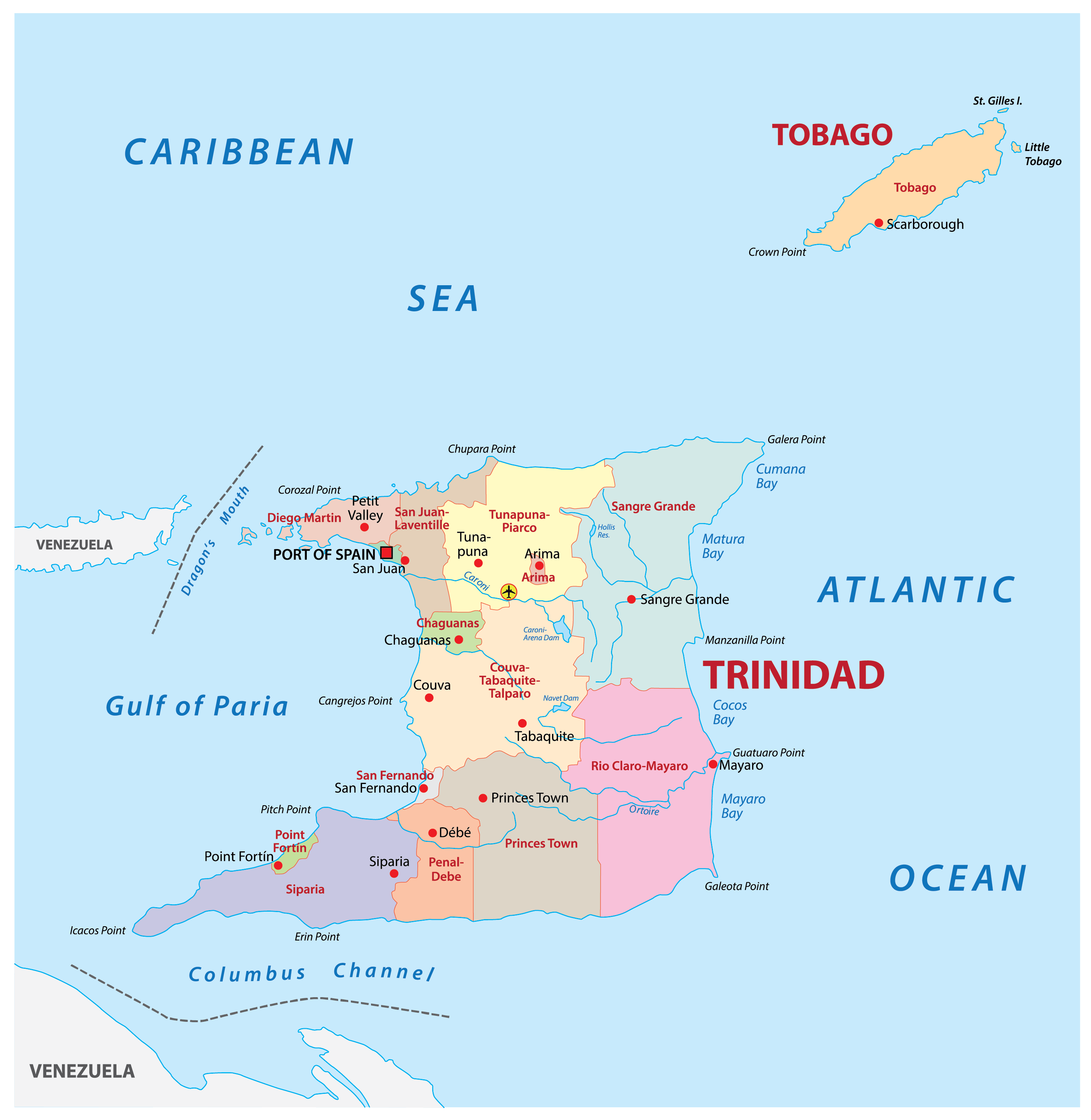 [Update] Bản đồ đất nước Trinidad và Tobago (Trinidad and Tobago Map) năm 2022 23