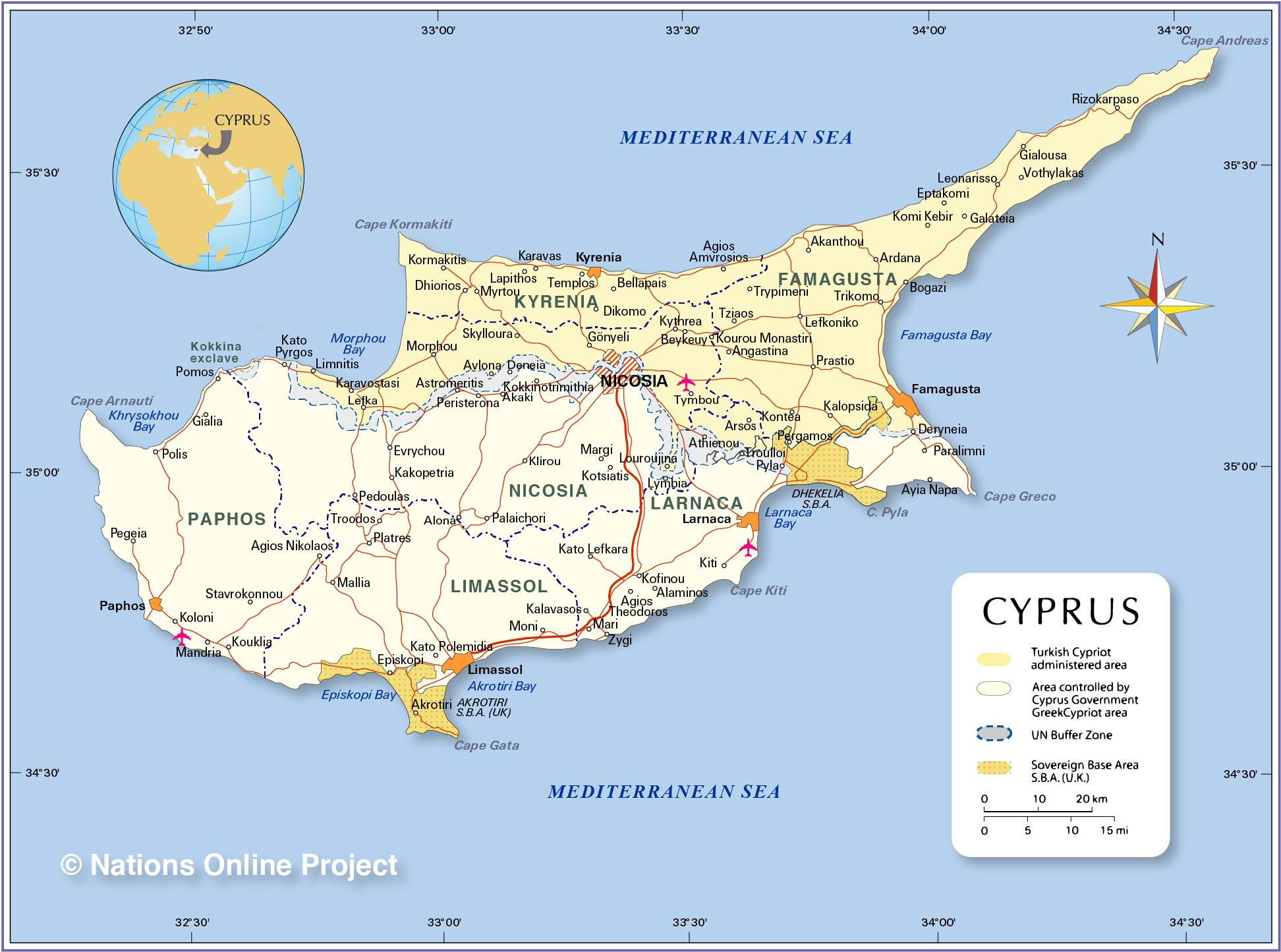 [Update] Bản đồ hành chính đất nước Síp (Cyprus) Map) phóng to năm 2022 15