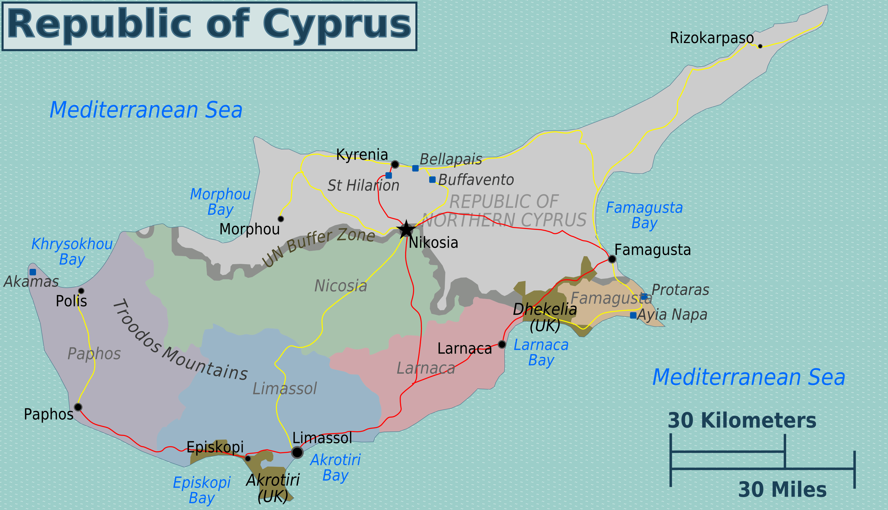 [Update] Bản đồ hành chính đất nước Síp (Cyprus) Map) phóng to năm 2022 20
