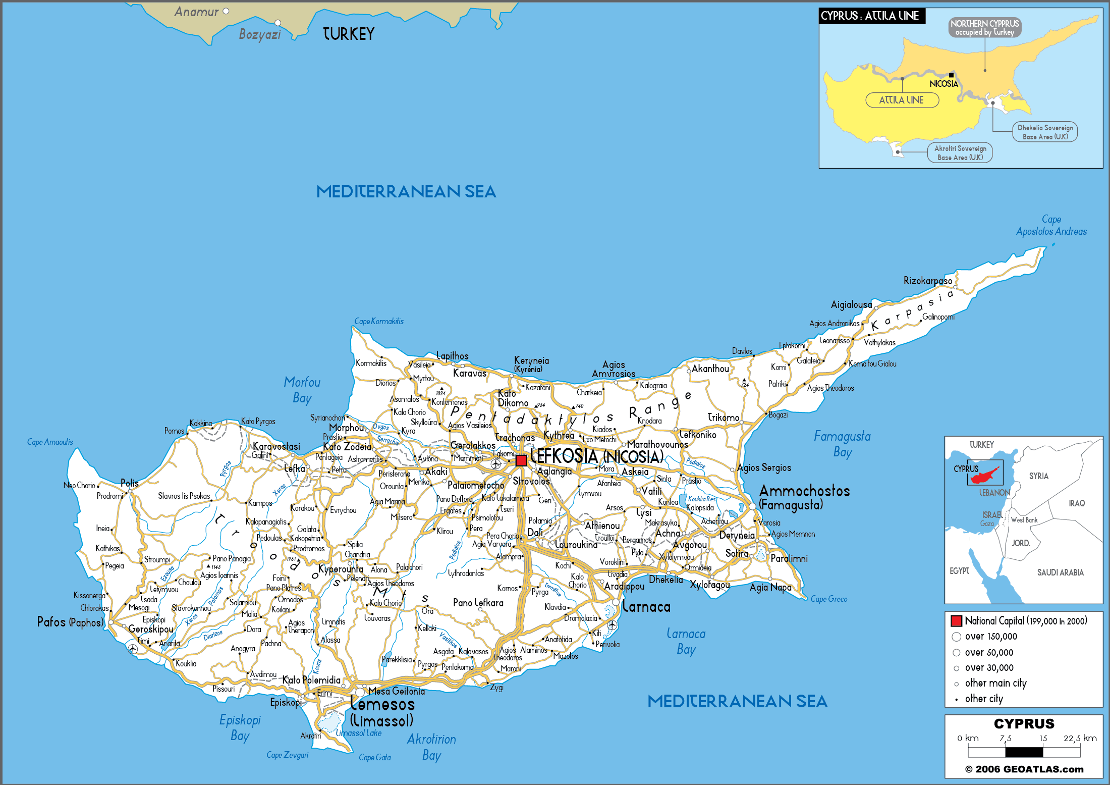 [Update] Bản đồ hành chính đất nước Síp (Cyprus) Map) phóng to năm 2022 22