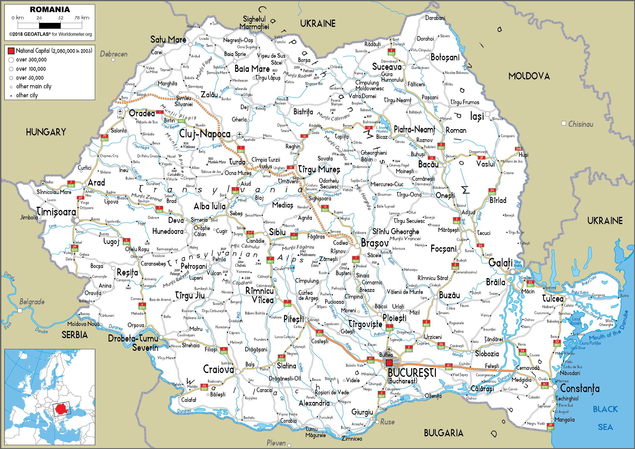 [Update] Bản đồ đất nước Cộng hòa Romania (Romania Map) phóng to năm 2022 23