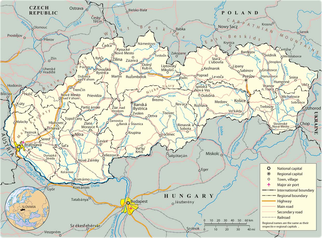 [Update] Bản đồ hành chính đất nước Slovakia (Slovakia Map) phóng to năm 2022 23