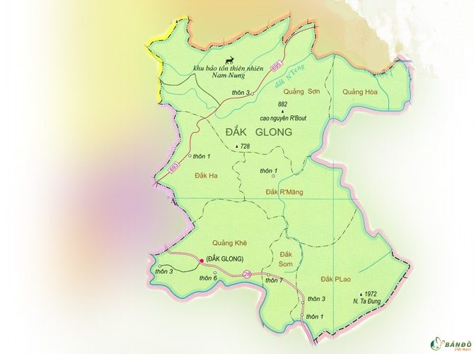 Bản đồ hành chính Huyện Đắk Glong    