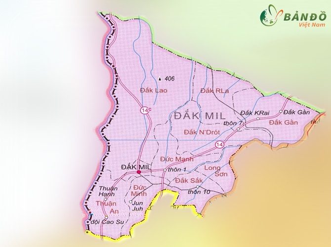 Bản đồ hành chính Huyện Đắk Mil    
