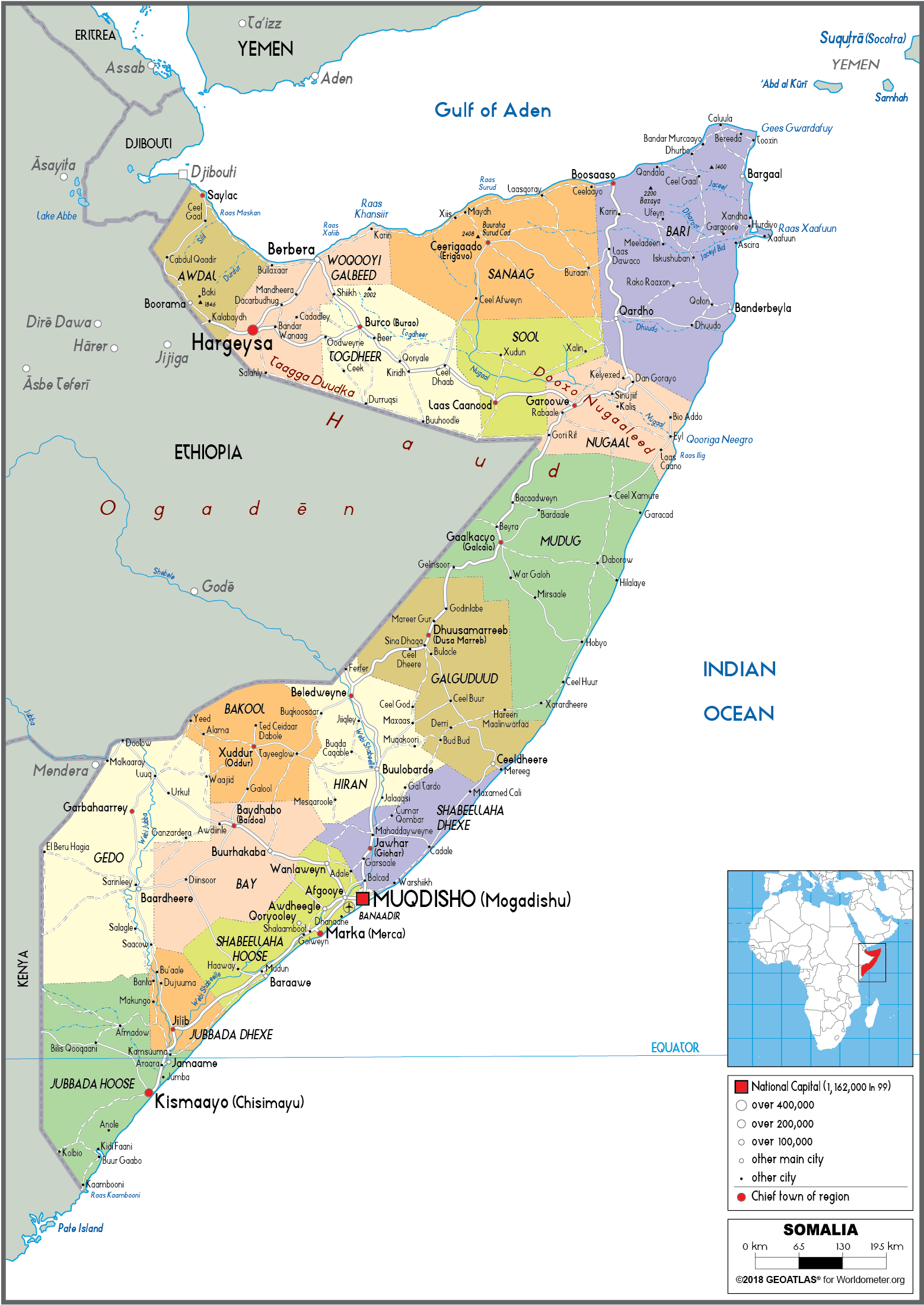 [Update] Bản đồ hành chính đất nước Somalia (Somalia Map) phóng to năm 2022 23