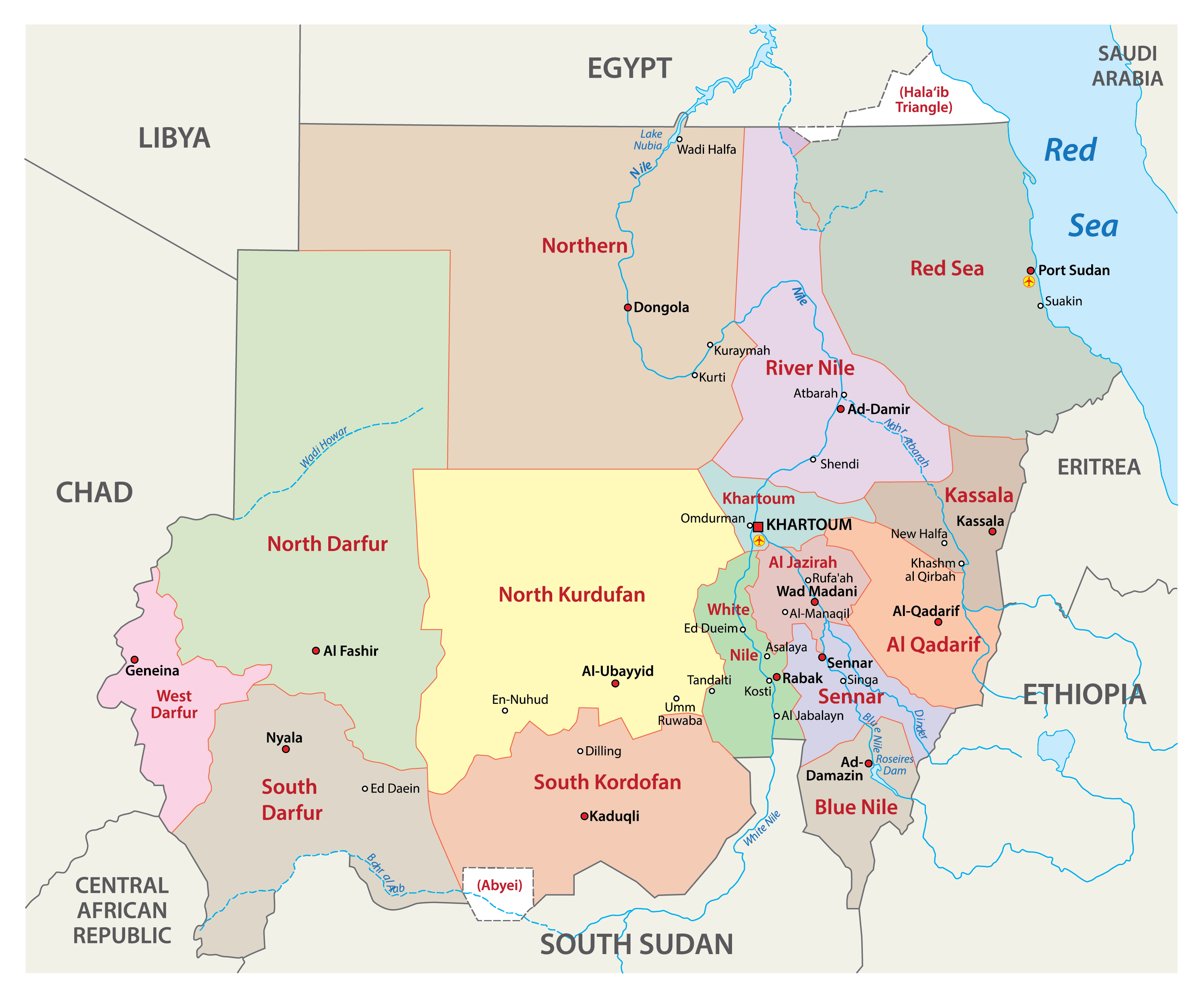 [Update] Bản đồ hành chính đất nước Sudan (Sudan Map) phóng to năm 2022 23