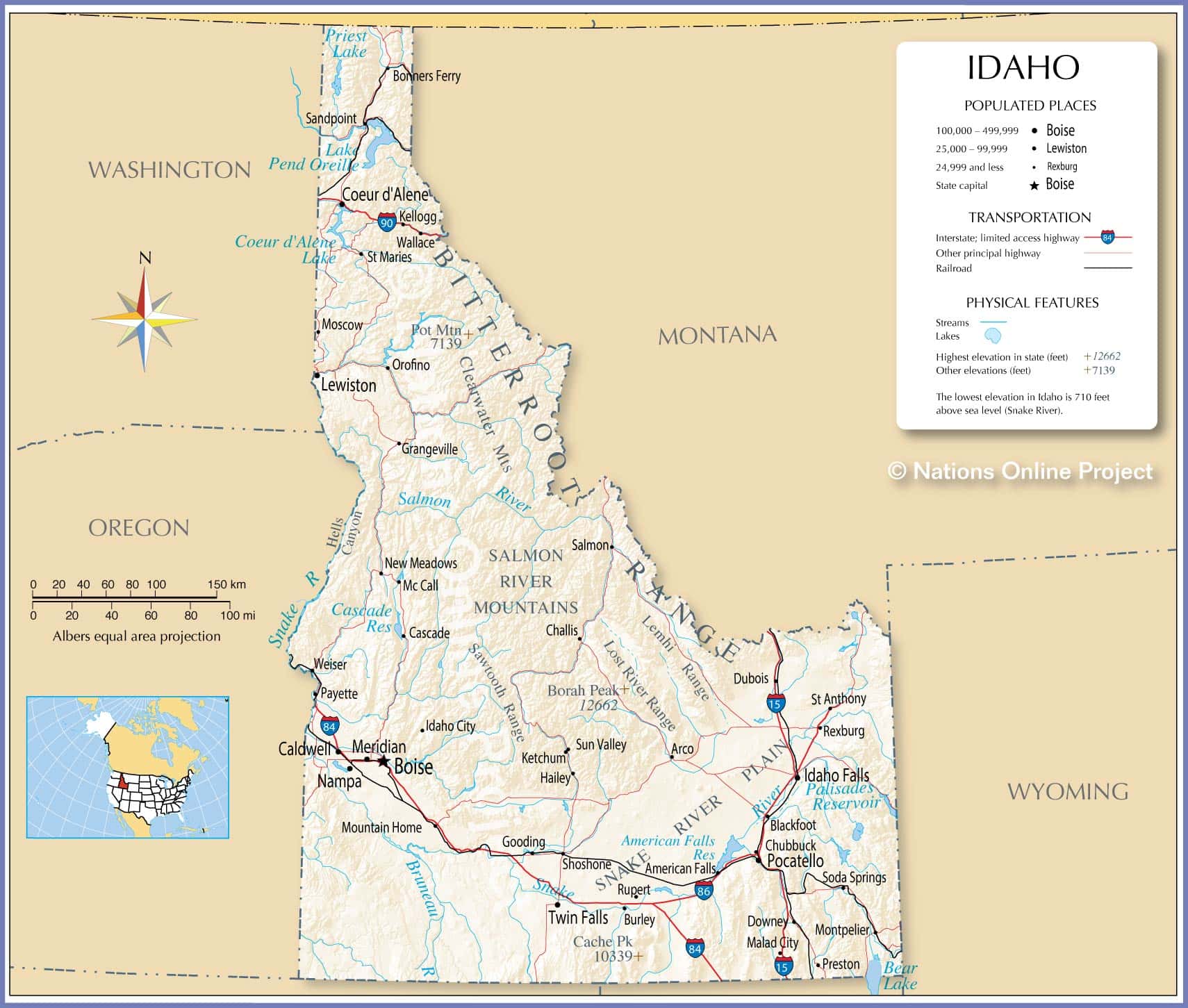 Bản đồ bang Idaho của Hoa Kỳ năm 2022
