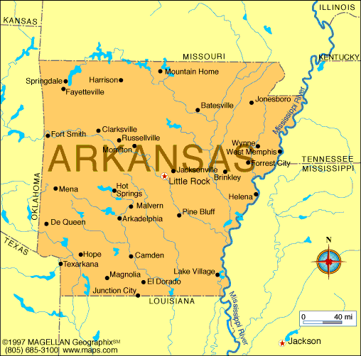 Bản đồ bang Arkansas của Hoa Kỳ năm 2022
