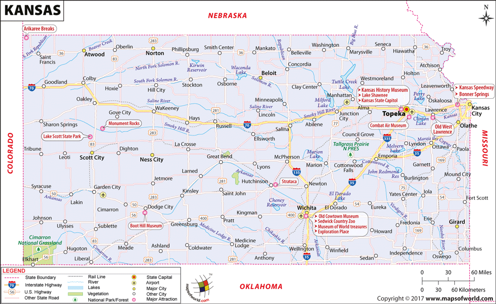 Bản đồ tiểu bang Kansas của Hoa Kỳ năm 2022