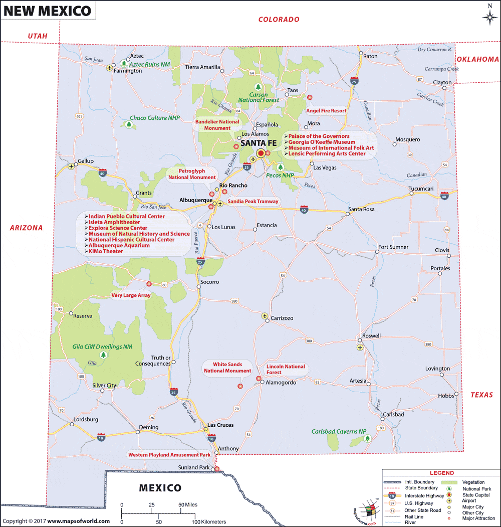 Bản đồ bang New Mexico của Hoa Kỳ năm 2022