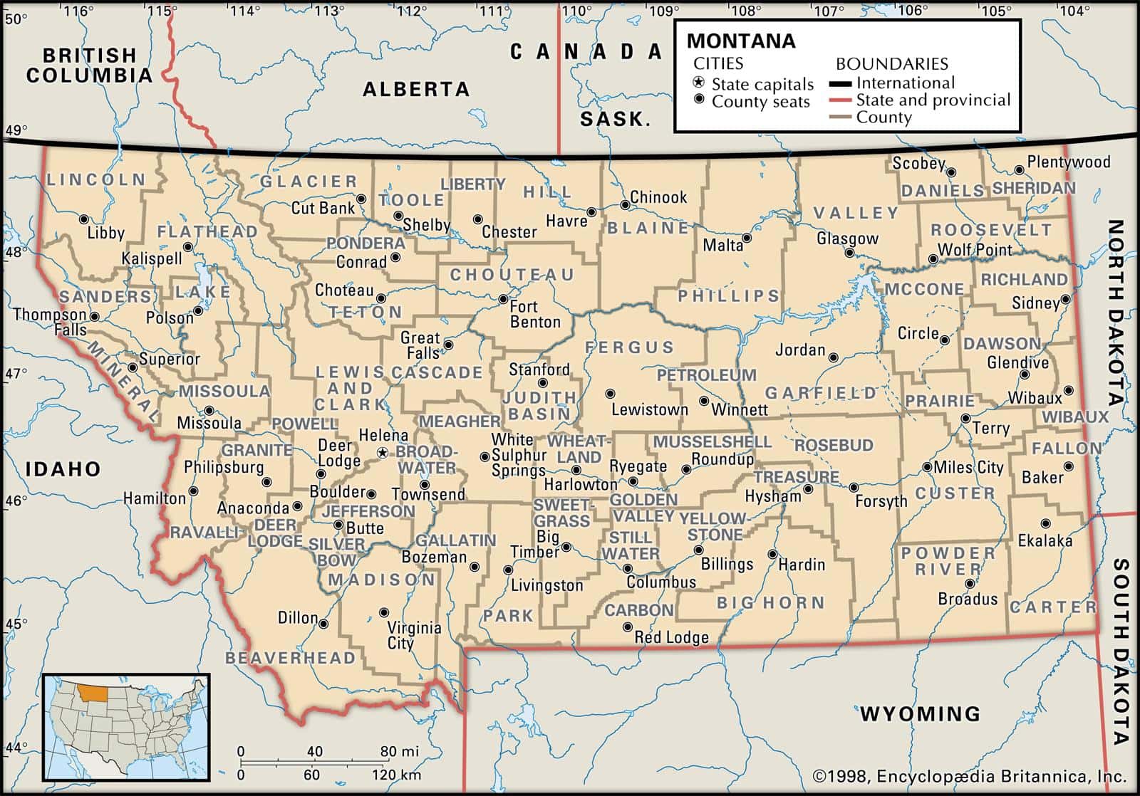 Bản đồ bang Montana của Hoa Kỳ năm 2022