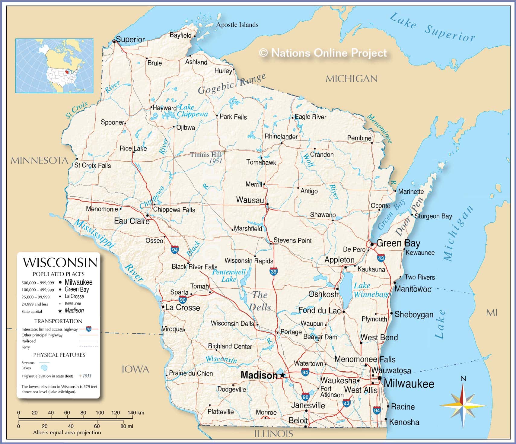 Bản đồ bang Wisconsin của Hoa Kỳ năm 2022