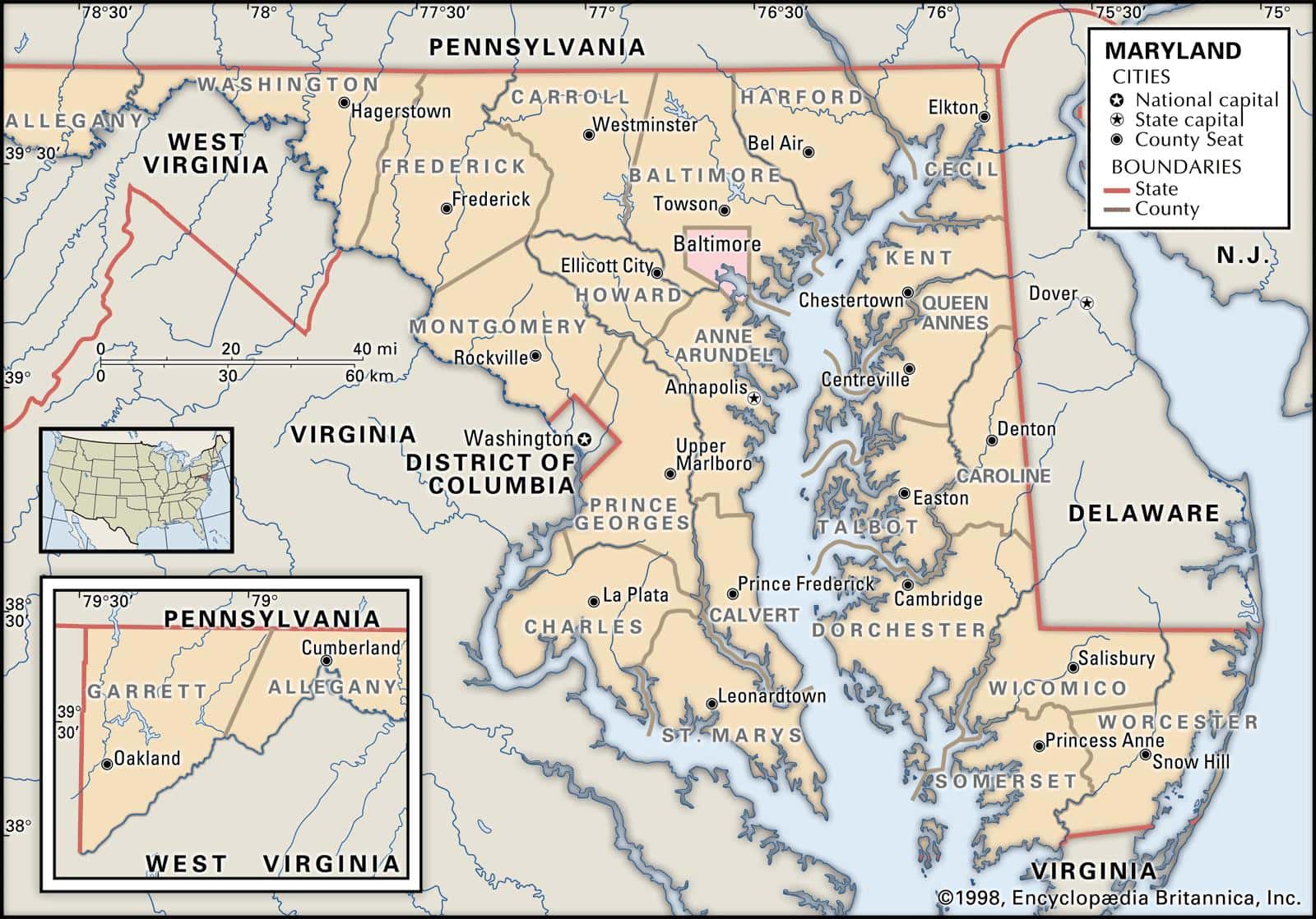 Bản đồ tiểu bang Maryland của Hoa Kỳ năm 2022