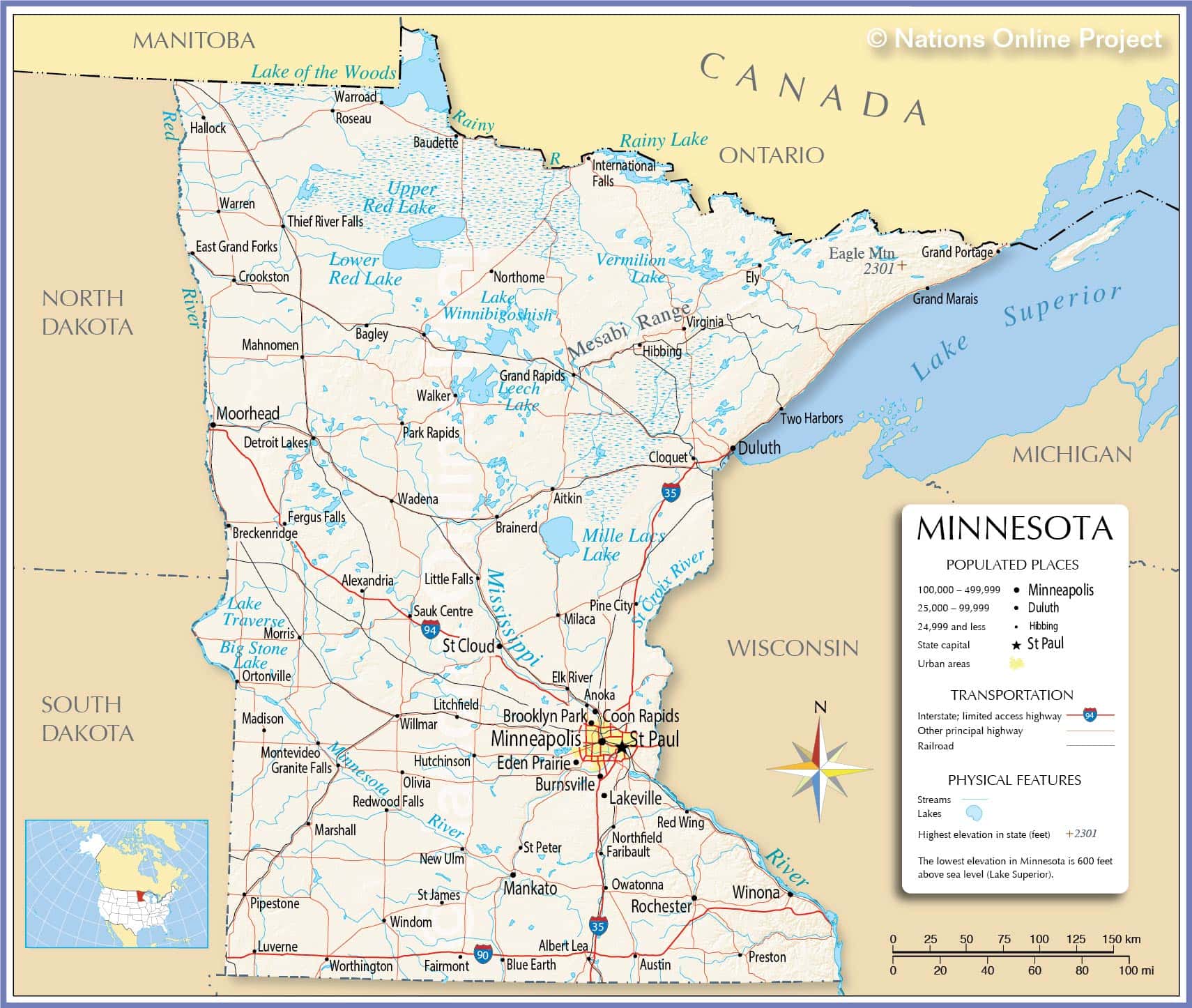 Bản đồ bang Minnesota của Hoa Kỳ năm 2022