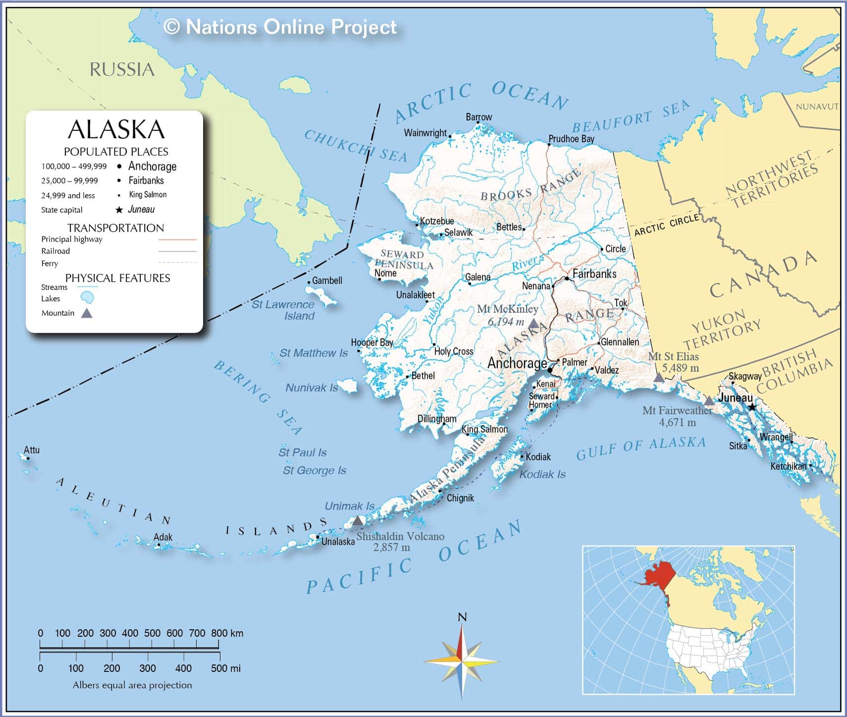 Bản đồ tiểu bang Alaska của Hoa Kỳ năm 2022