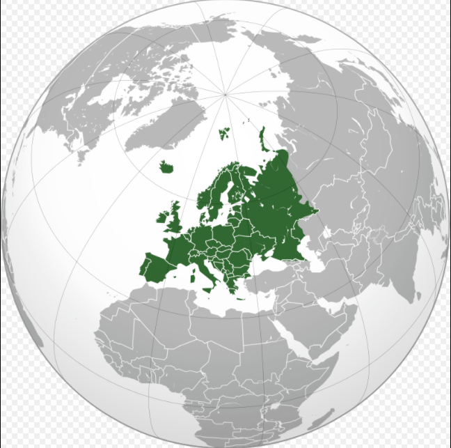 Hình ảnh vị trí Châu Âu ở trên bản đồ Trái Đất