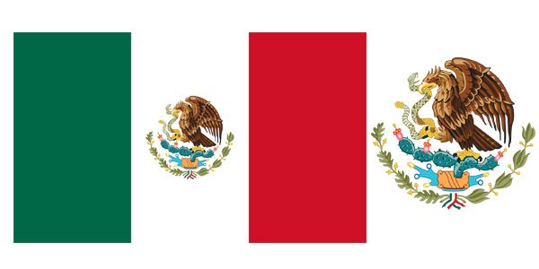 Quốc kỳ Mexico là một lá cờ tam tài nằm dọc lần lượt từ cán sang đuôi là xanh lá cây, trắng và đỏ với hình quốc huy của Mexico ở giữa lá cờ