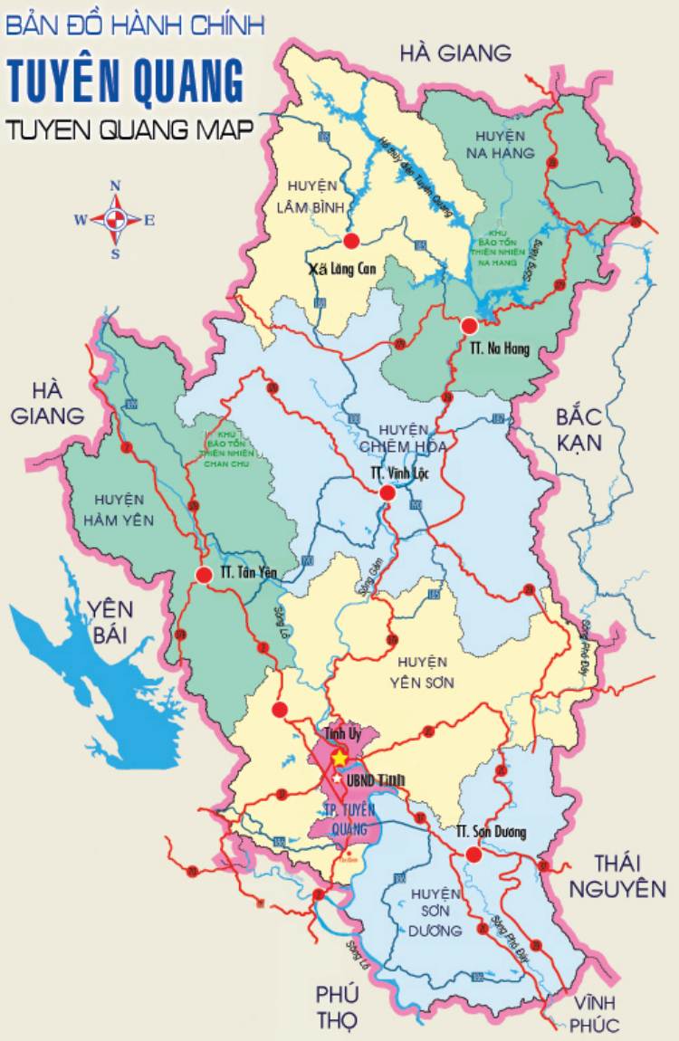 [Update] Bản đồ hành chính tỉnh Tuyên Quang khổ lớn năm [hienthinam] 6