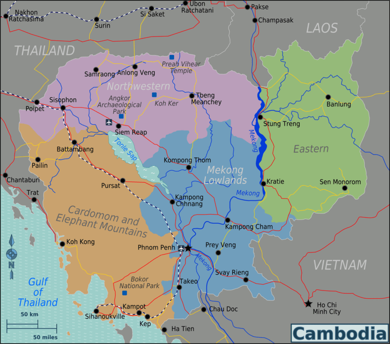 Bản đồ các vùng Campuchia hiện nay